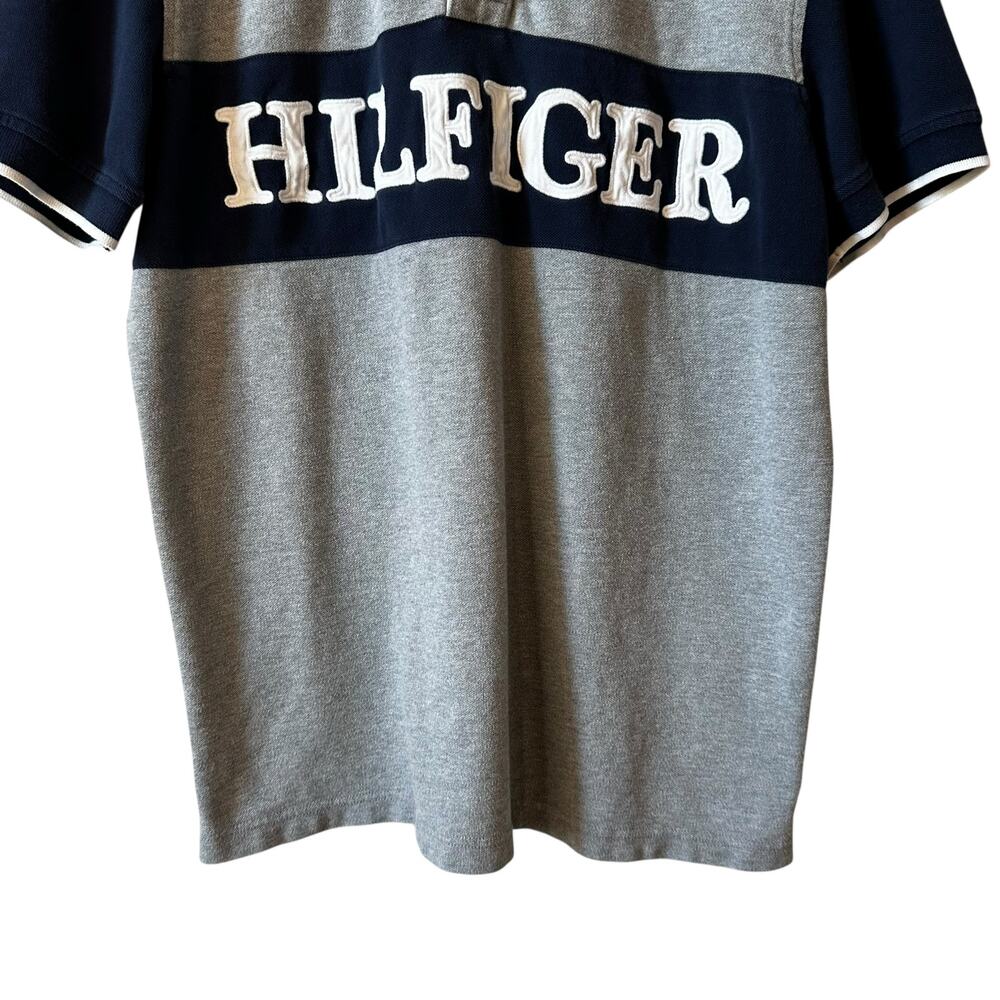 Vintage Tommy Hilfiger Men’s Logo Polo Gray Rugby Golf Sporty Sz Large Blokecore - Picture 5 of 9